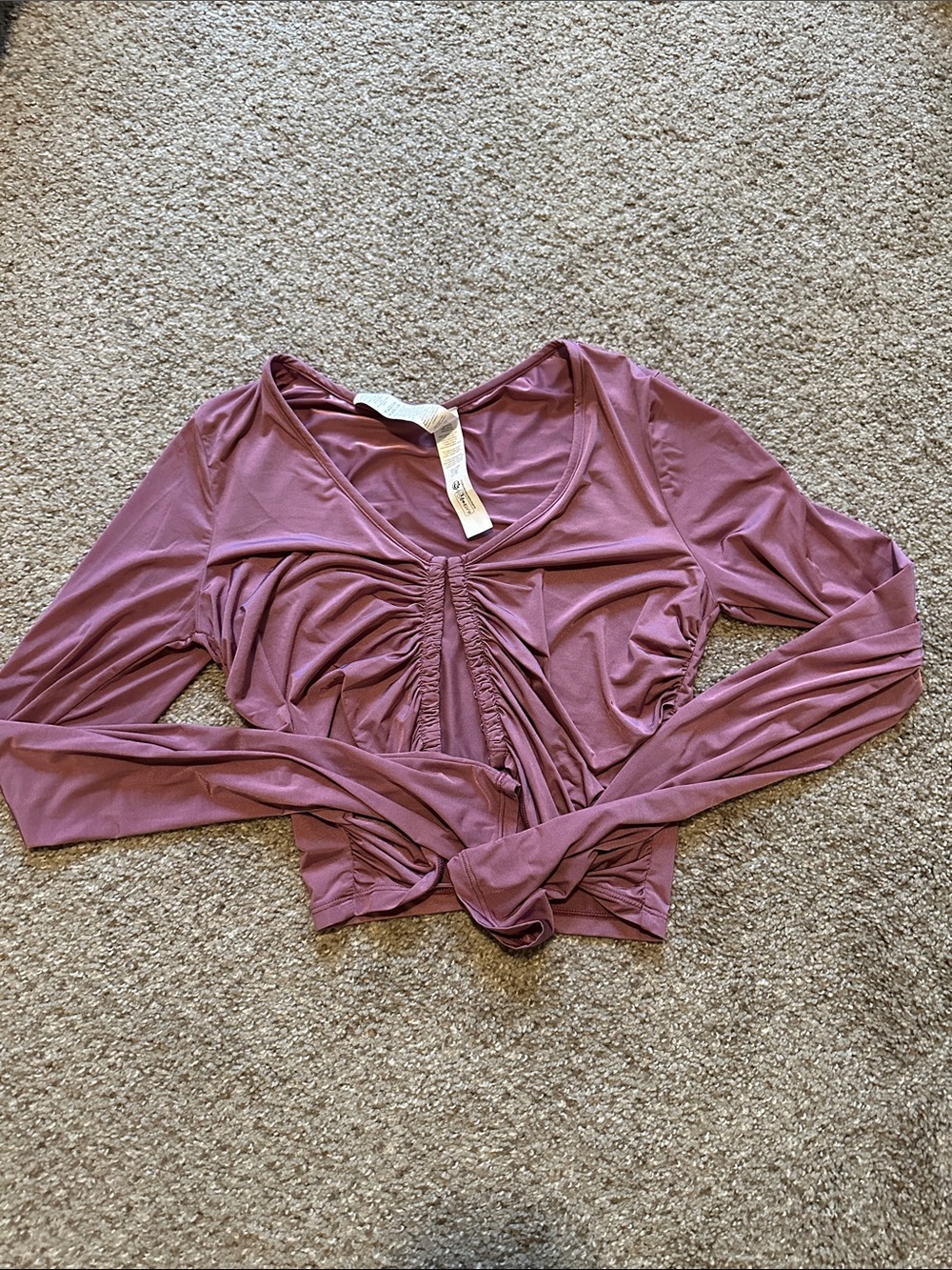 ALO Yoga Mauve Ruched Long Sleeve Top
